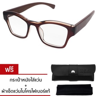 Wood Glasses แว่นตาขาไม้กรอบเหลี่ยม รุ่น ​A8006-101/Brown-Oak Wood