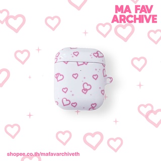 (พร้อมส่งในไทย) mafavarchive - pink heart flutter airpods case เคสแอร์พอด PC แข็ง เคลิอบเงา ลายหัวใจสีชมพูเล็กๆ