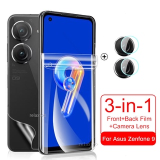 3in1 Front Back Hydrogel Film For Asus Zenfone 9 8 Flip 8Flip Zenfone9 Zenfone8Flip Zenfone8 Flip 5G Rear Camera Lens Soft Screen Protector Film , Not Tempered Glass