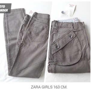 SALE 🙀 ZARA แท้💯 หิ้วเองจากยุโรป กางเกงซาร่าขายาวทรงกระบอกเล็ก สีน้ำตาลกากี แต่งกระเป๋าหน้า เซลราคาถูกที่สุด