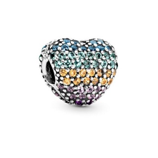 (พร้อมส่ง)*New*Pandora Rainbow Pavé Heart Clip Charm