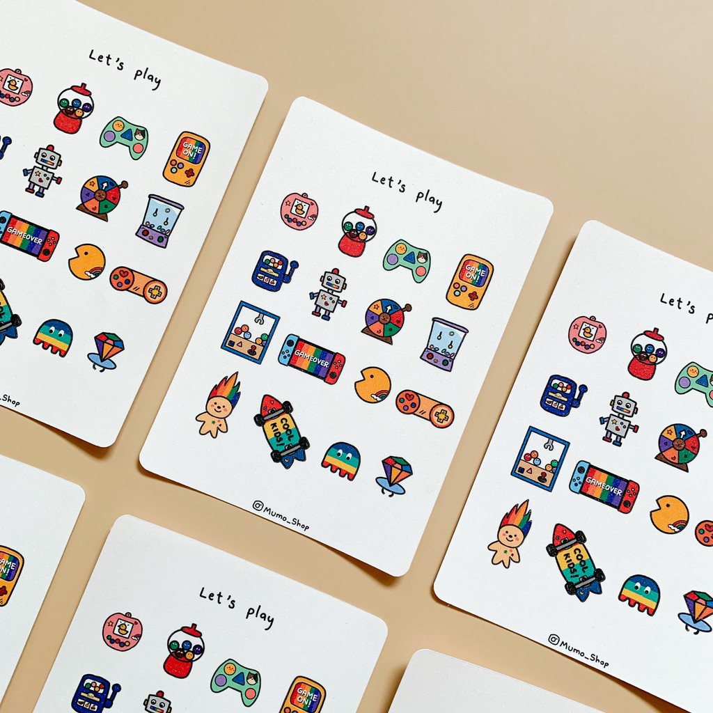 STICKER ⌗ Let's play 🎰 (กลิตเตอร์) สติกเกอร์ A6 ไดคัท