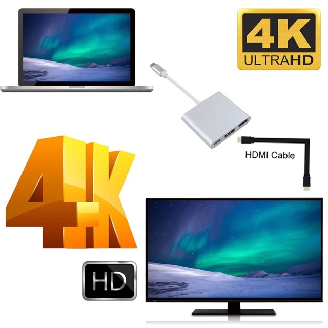 Usb C HDMI อลูมิเนียม Usbc HDMI ใช้งานร่วมกับ3.1 รูปที่ 5
