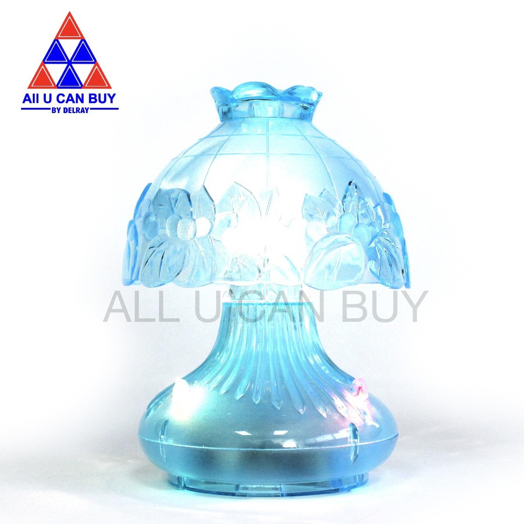 ALL U CAN BUY  โคมไฟ โคมไฟพลาสติก โคมไฟตั้งโชว์แบบใส่ถ่านขนาดAA3ก้อน สีฟ้า