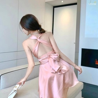 🇹🇭พร้อมส่ง🇹🇭  UP117 Pink mud dress เดรสสีชมพูสวยมากค่า ผ้าซาตินเนื้อดีสุดๆ ผ้ามีน้ำหนัก