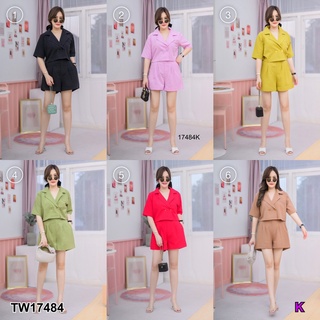 👗Pfashion [ส่งไว!!🚛] P17484 Set #สาวอวบ 2 ชิ้น เสื้อครอปสูท + กางเกงขาสั้น