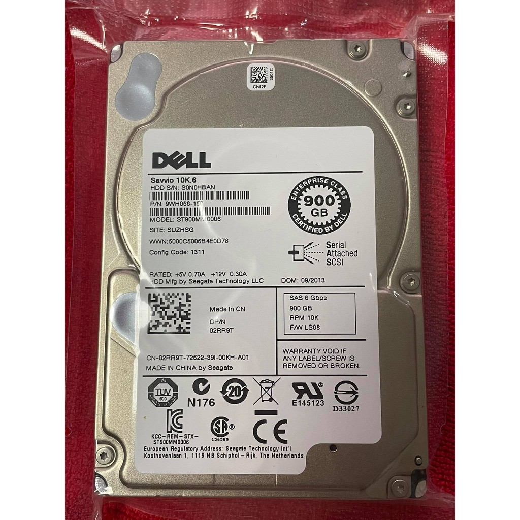 DELL HDD 2RR9T Seagate 02RR9T 900GB 10K 2.5" SAS 6Gbps Hard Drive ST900MM0006 Savvio10K.6