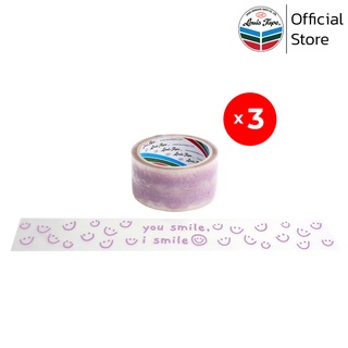 LOUIS TAPE เทปพิมพ์ "Smile" 2 นิ้ว x 45 หลา พื้นใส พิมพ์ม่วง (3 ม้วน/แพ็ค)