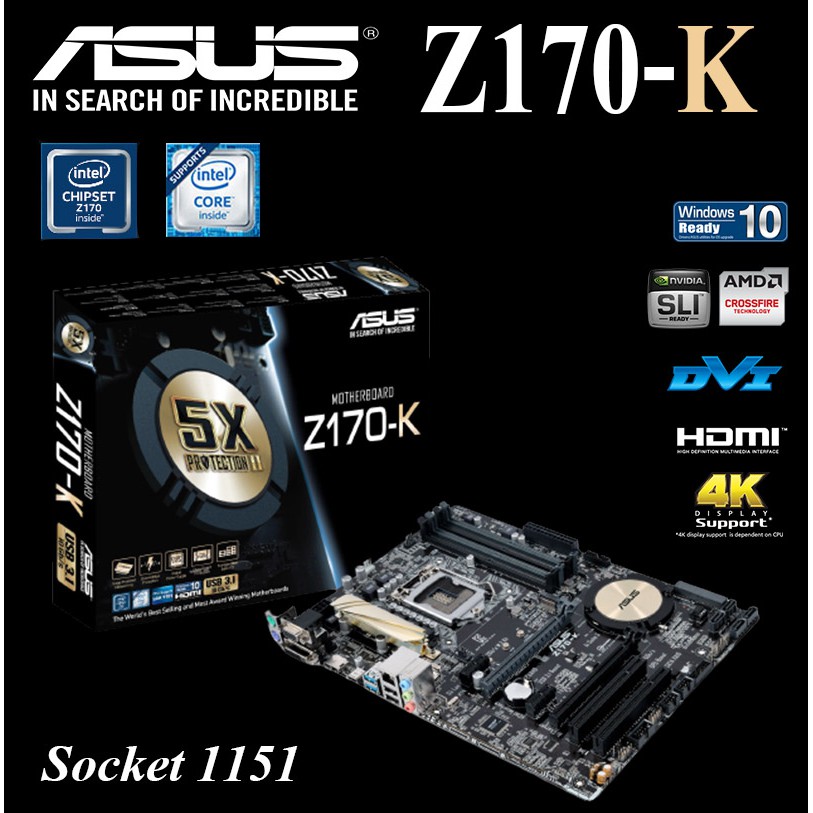 Mainboard ASUS Z170-K (Socket 1151) มือสอง พร้อมส่ง แพ็คดีมาก!!! [[[แถมถ่านไบออส]]]