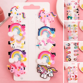 10Pcs เด็กคลิปผมเกาหลี Hairpins เด็ก Unicorn Candy ผลไม้แฟชั่นเกาหลีไอศกรีมสายรุ้ง Blackpink คลิปผมน่ารักอุปกรณ์ผมปิ่น