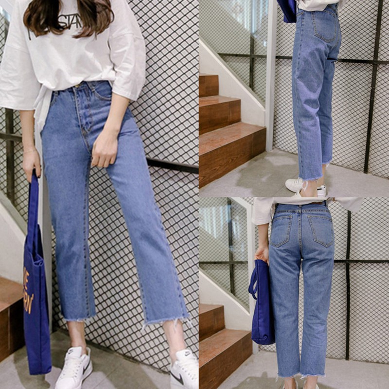 💥YH#N525💥มีไซส์ S-2XL💥 กางเกงยีนส์เอวสูง สไตล์เกาหลี กางเกงยีนส์ขายาวดีไซน์สวยๆ รูปที่ 8