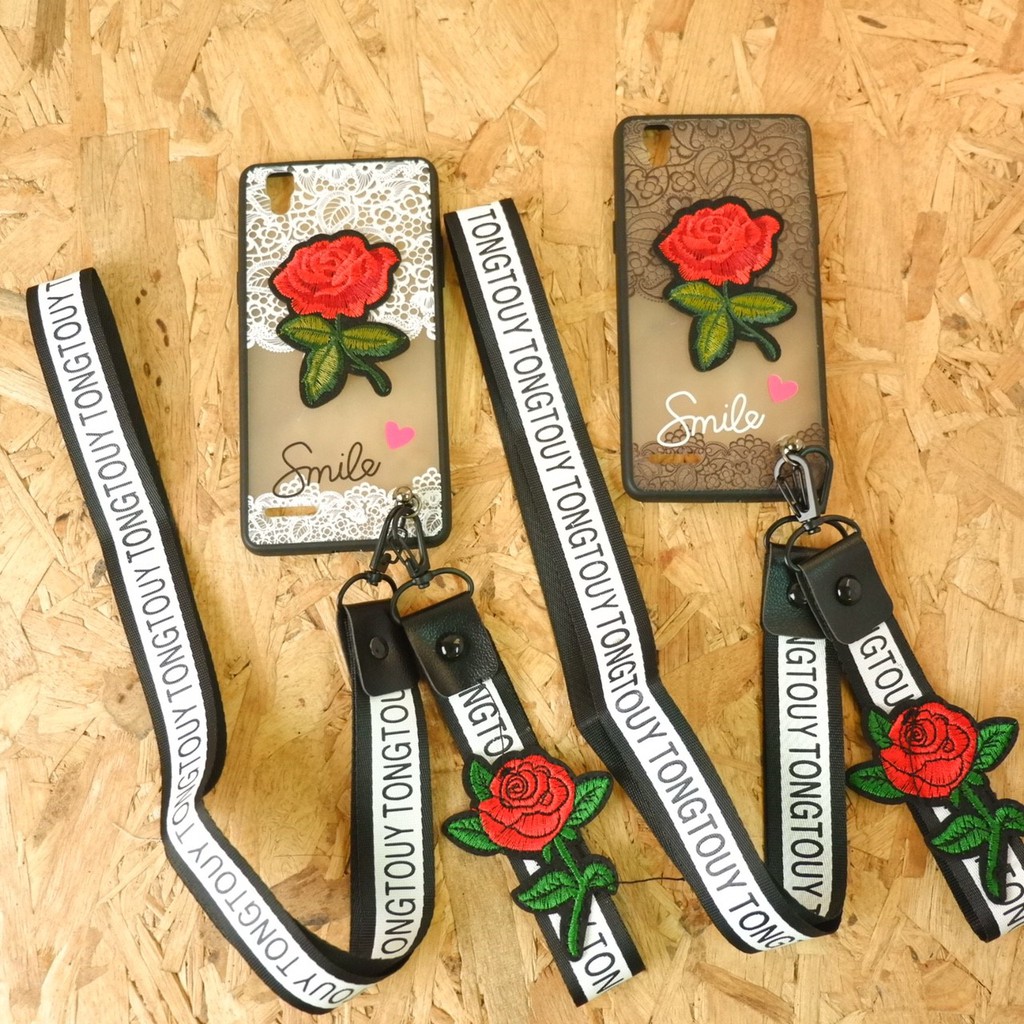 #F1 เคสกุหลาบ 3D พร้อมสายคล้องคอ #F1