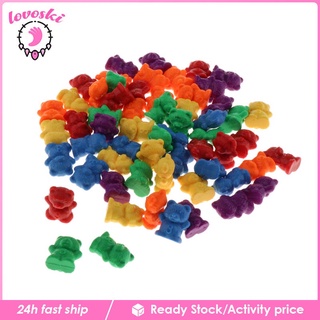 [🆕LOV-11--] 60pcs Rainbow Counting Bears-Wear Resistant Plastic Counting Bears for Kids