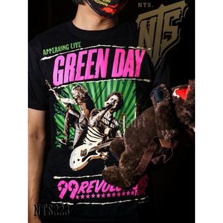 เสื้อยืดคอกลมNTS 223 Green Day ROCK เสื้อยืด เสื้อวง เสื้อดำ สกรีนลายอย่างดี ผ้าหนานุ่ม ไม่หดไม่ย้วย NTS T SHIRT S M L X