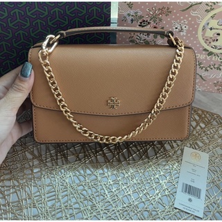 🎀 (สด-ผ่อน) กระเป๋าสีน้ำตาล 7.5 นิ้ว 88016 Tory burch EMERSON MINI ZIP TOP HANDLE BAG