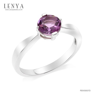 Lenya Jewelry แหวนเงินแท้ ประดับพลอยอเมทิสต์ (Amythyst)