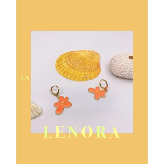 LENORA VANILLA SERIES NO.6 ต่างหูรุปดอกไม้ ต่างหูสายเกาหลี ต่างหูสีส้ม ต่างหูห่วง ต่าฃหูแฟชั่น