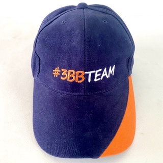 หมวกแก๊ป ปัก 3BB TEAM/หมวกวิ่ง/สีน้ำเงินเข้มแต่งขอบสีส้ม