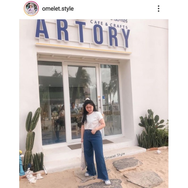 ร้าน omlet.style กางเกงยีนส์เอวสูง กางเกงยีนส์สาวอวบ ผ้าหนา ทรงสวย มือ 1 size L สภาพ 100% ซื้อมา 490