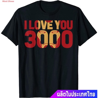 ผ้าฝ้าย 100%เสื้อยืดกีฬา Marvel Avengers Endgame Iron Man I Love You 3000 Text Fill T-Shirt Mens Womens T-shirtsS-3XL