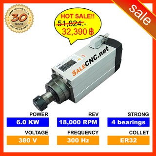 260. ✅รอของ✅ สปินเดิล อากาศ Square High Speed Spindle 6KW 380V 24000rpm Air strong 4bearings ER32 CNC Router milling