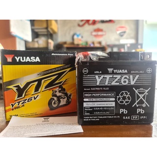 Yuasa แบตเตอรี่แห้ง สำหรับ มอเตอร์ไซค์ ขนาด 6 แอมป์ รุ่น YTZ6V 12V/6AH