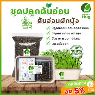 ชุดปลูกต้นอ่อนผักบุ้ง Organic - ( Morning Glory Sprout Kit - Organic ) GREENHUG เมล็ดต้นอ่อน