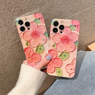 เคสโทรศัพท์มือถือ ซิลิโคน ลายดอกไม้ พีช สีชมพู สําหรับ Xiaomi Mi 13 12 12T 11 10 11T 10T Pro Lite POCO M4 M3 Pro Redmi 12C 10C 9A Redmi Note 12 11 10 Pro 11S 10S 10T