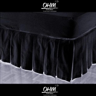 OHM Bed Skirt-กระโปรงเตียงแบบทวิสรอบ ผ้าเครปซาติน 220 เส้น ขนาด 3.5 ฟุต (สีดำ)