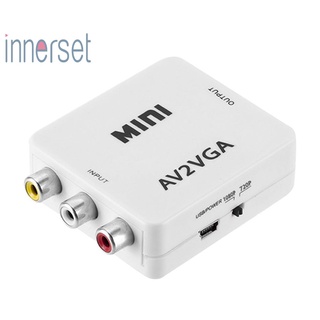 Mini Hd Av2Vga กล่องแปลงวิดีโอ Av Rca Cvbs To Vga Video Hdtv อะแดปเตอร์แปลงสายเคเบิ้ล