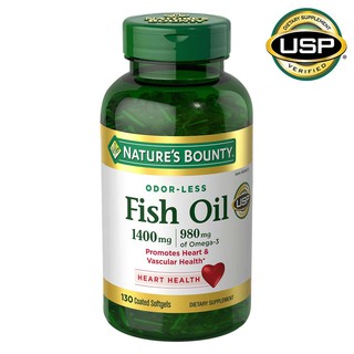 พร้อมส่งที่ไทย! น้ำมันปลา Natures Bounty Fish Oil 1400 mg., 130 Coated Softgels ของแท้ นำเข้า USA