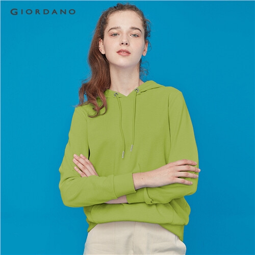 GIORDANO WOMEN Kangaroo pocket long-sleeve hoodie 91329779