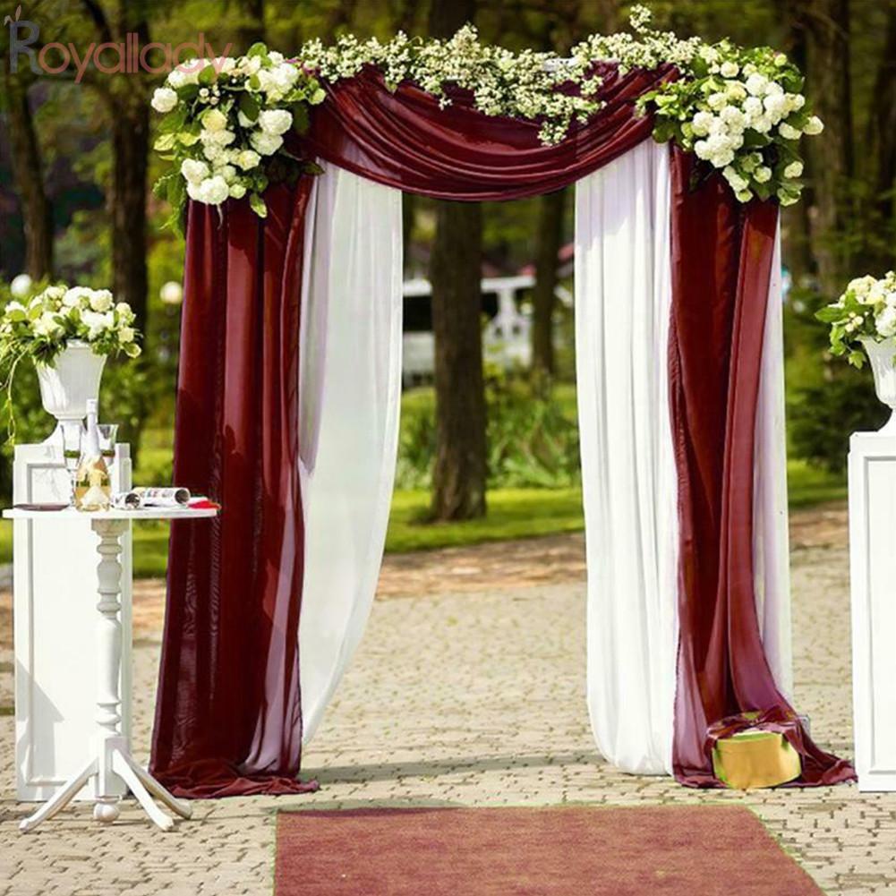 ROYALLADYChiffon Wedding Arch Fabric Backdrop Drape Curtains Scarf ...