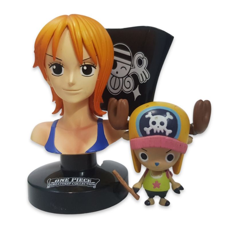Banpresto - ฟิกเกอร์ One Piece : Nami Headbust + FREE Tony Tony Chopper - ขนาดเล็ก น่ารัก