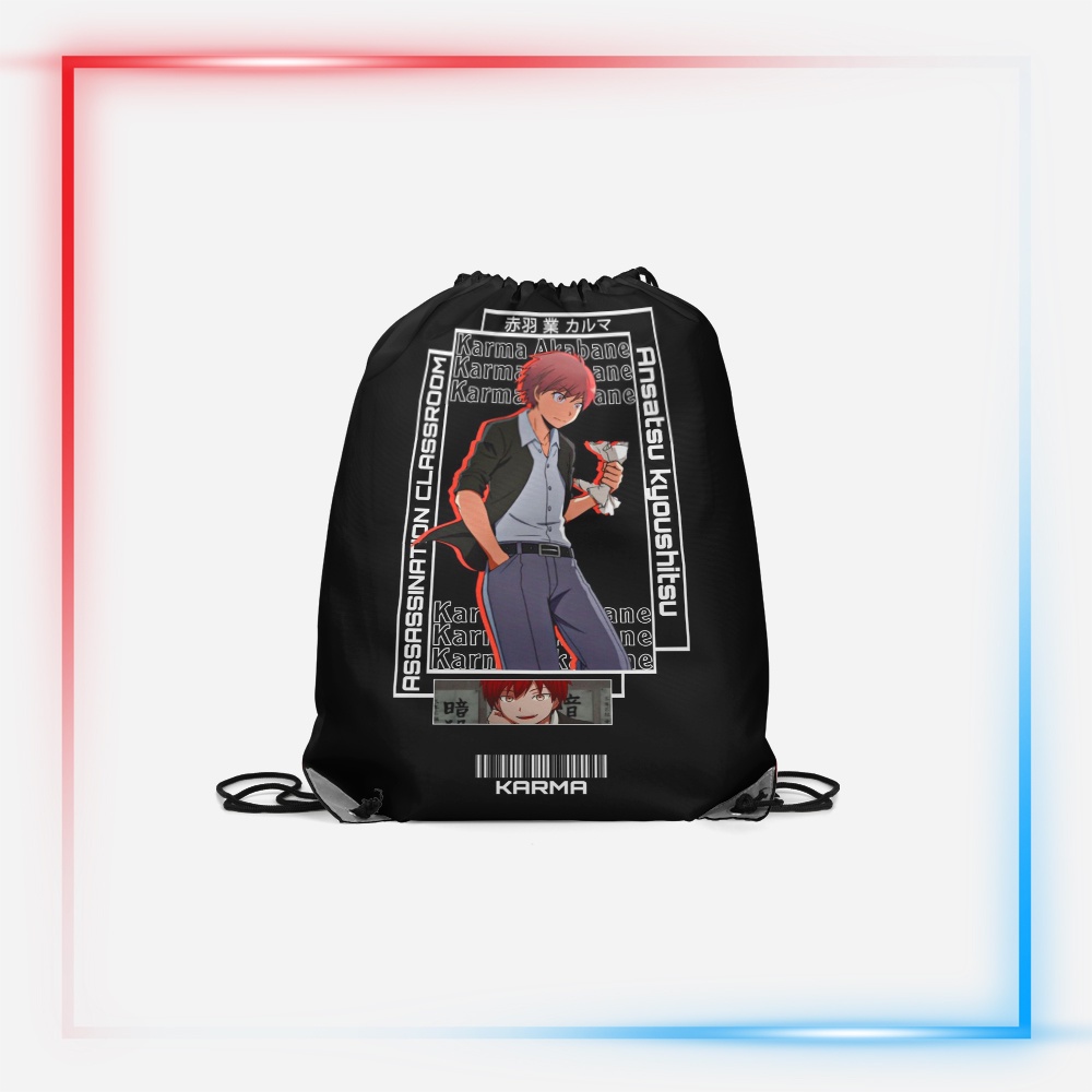 กระเป๋าสตริง / กระเป๋าหูรูด Fullprint 3D Ansatsu Kyouthitsu - Karma Akabane
