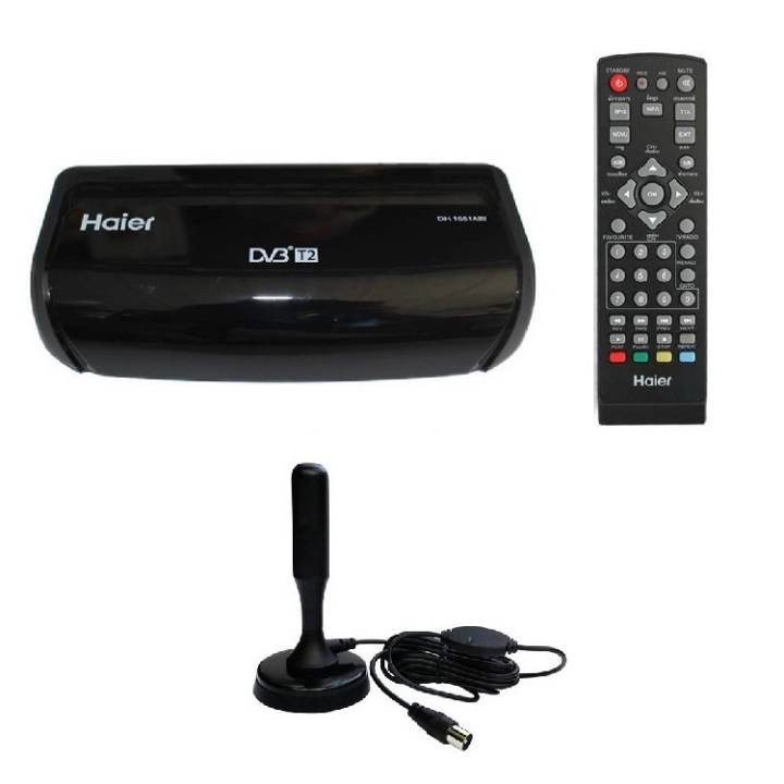 Haier ชุดแพ็คคู่กล่องรับสัญญาณดิจิตอลทีวี + เสาอากาศดิจิตอลทีวี Gain 20 dBi (มีไฟเลี้ยงในตัว)  (หากหมดจะให้ Sonare แทน )