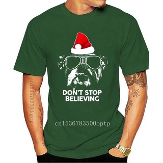 เสื้อยืดผ้าฝ้ายพิมพ์ลายแฟชั่น ใหม่ เสื้อยืด พิมพ์ลาย Believing English Bulldog Do Not Stop Christmas สีดํา สําหรับผู้ชาย