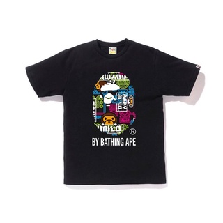 HH [พร้อมสต็อก] 2021ใหม่คุณภาพสูง A Bathing Ape Bape สี Ape พิมพ์พิมพ์เสื้อยืดสั้นแฟชั่น All-Match เสื้อยืดผ้าฝ้าย คอกลม