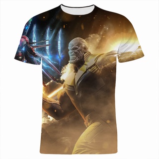 เสื้อยืดแขนสั้นลําลอง พิมพ์ลาย Thanos 3 มิติ แฟชั่นสําหรับผู้ชาย และผู้หญิง