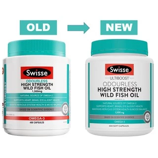 Swisse Ultiboost Odourless Wild Fish Oil 1500mg 400 Capsules น้ำมันปลาชนิดไร้กลิ่นคาว บำรุงสมอง ลดไขมันในเส้นเลือด