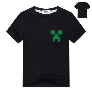 เสื้อยืดผ้าฝ้ายพิมพ์ลาย Minecraft ขนาดใหญ่สำหรับเด็ก