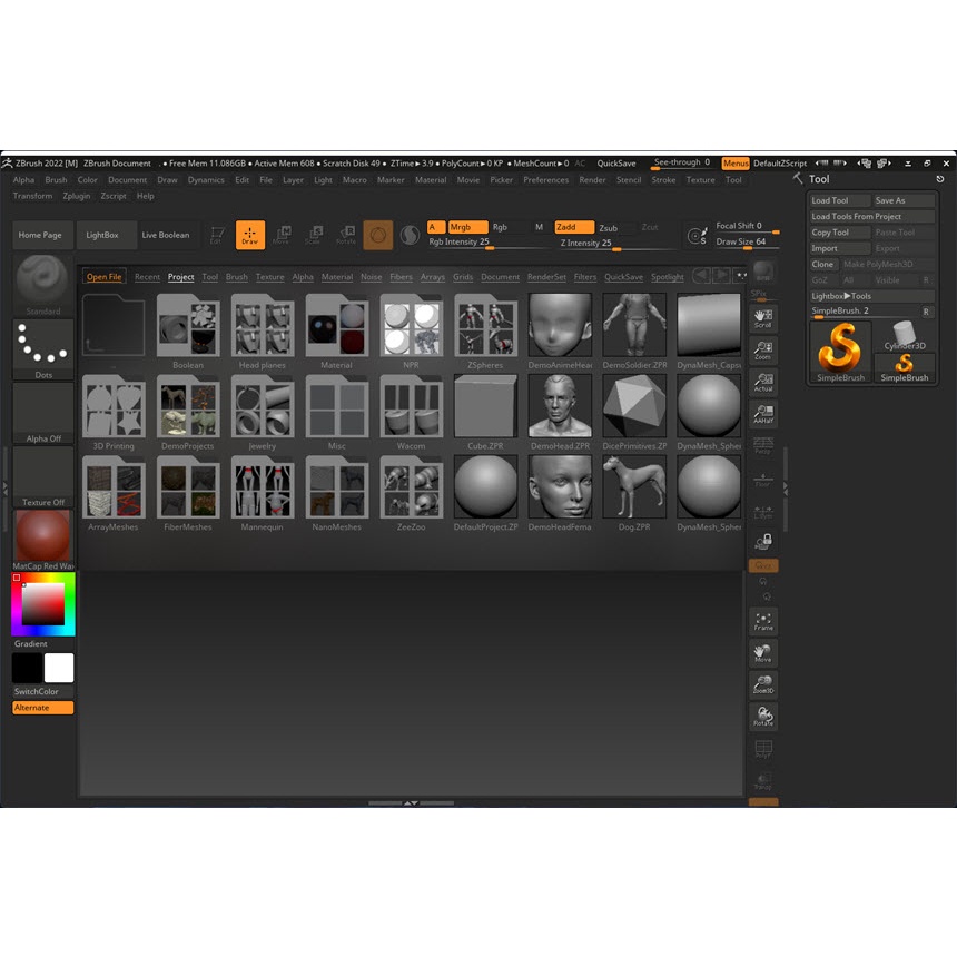 Pixologic ZBrush 2022.0.2  ออกแบบโมเดล ปั้นประติมากรรม 3D