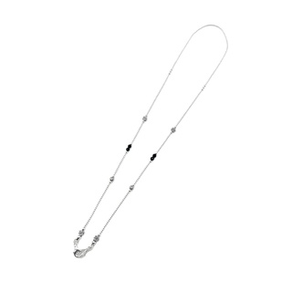 DSP สร้อยคล้องแมสนิลดำ 2 + เงินแท้ 92.5% : 925 Sterling Silver Face Mask Chain - Black Onyx Mask Necklace