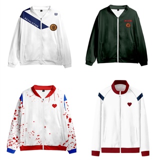 เสื้อโค้ทแจ็กเก็ตเบสบอลลําลอง แต่งซิป ลาย All of Us Are Dead…