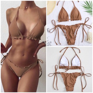 👙บิกินี ชุดว่ายน้ำ สายฝอ สวยตรงปก bikini แบบผูก (พรีออเดอร์)