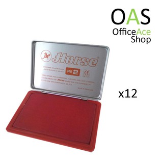 HORSE Stamp pad No.2 แท่นประทับตรายาง ตราม้า เบอร์ 2 ขนาด 9 x 13 cm สีแดง : แพ็ค 12 ชิ้น