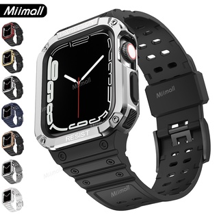 Miimall สายนาฬิกาข้อมือ TPU ยืดหยุ่น ทนทาน สําหรับ Apple Watch Series 8 7 41 มม. 45 มม. 2 in 1 Apple Watch Band Series 8