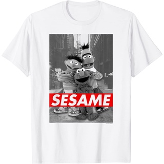 เสื้อยืดผ้าฝ้ายพรีเมี่ยม เสื้อยืด ลาย Sesame Street สําหรับผู้ใหญ่