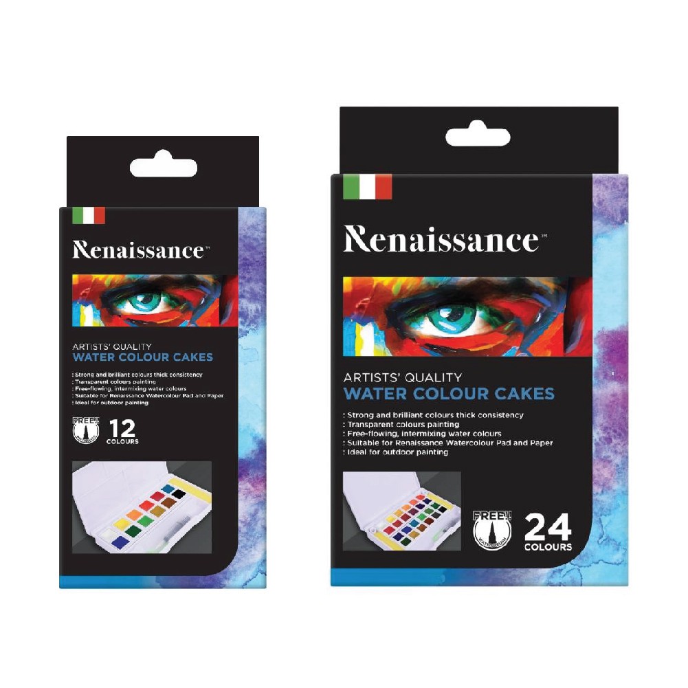 สีน้ำก้อน สีน้ำตลับ เกรดอาร์ตติส  Renaissance ARTISTS' QUALITY WATER COLOUR CAKE