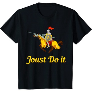 คอลูกเรือเสื้อยืดคอกลมเสื้อยืดคอกลม ผ้าฝ้าย พิมพ์ลาย Joust Joust Do It Funny Medieval Knight แฟชั่นฤดูร้อน สําหรับผู้ชาย